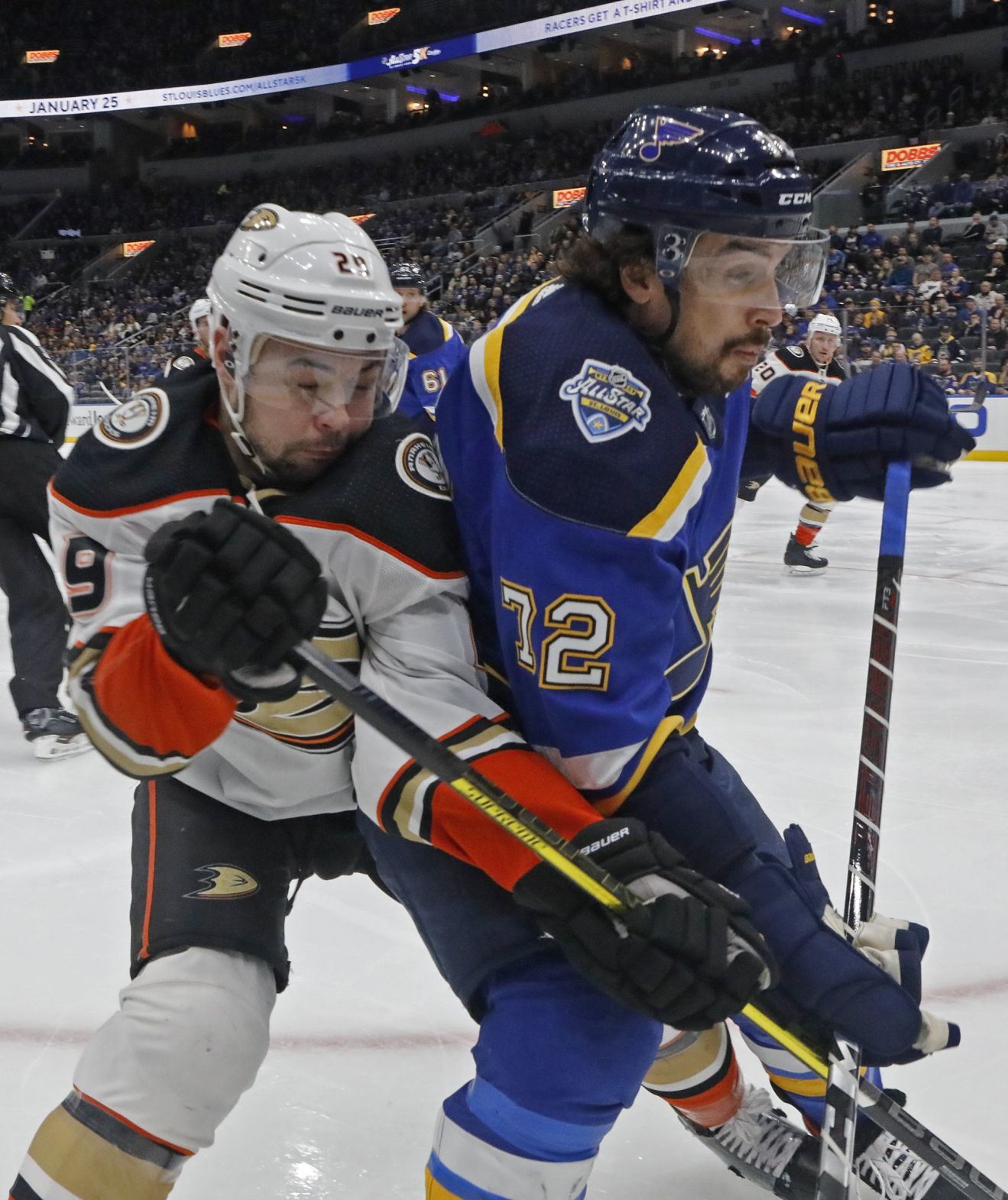The Blues take on the Ducks at the Enterprise Center